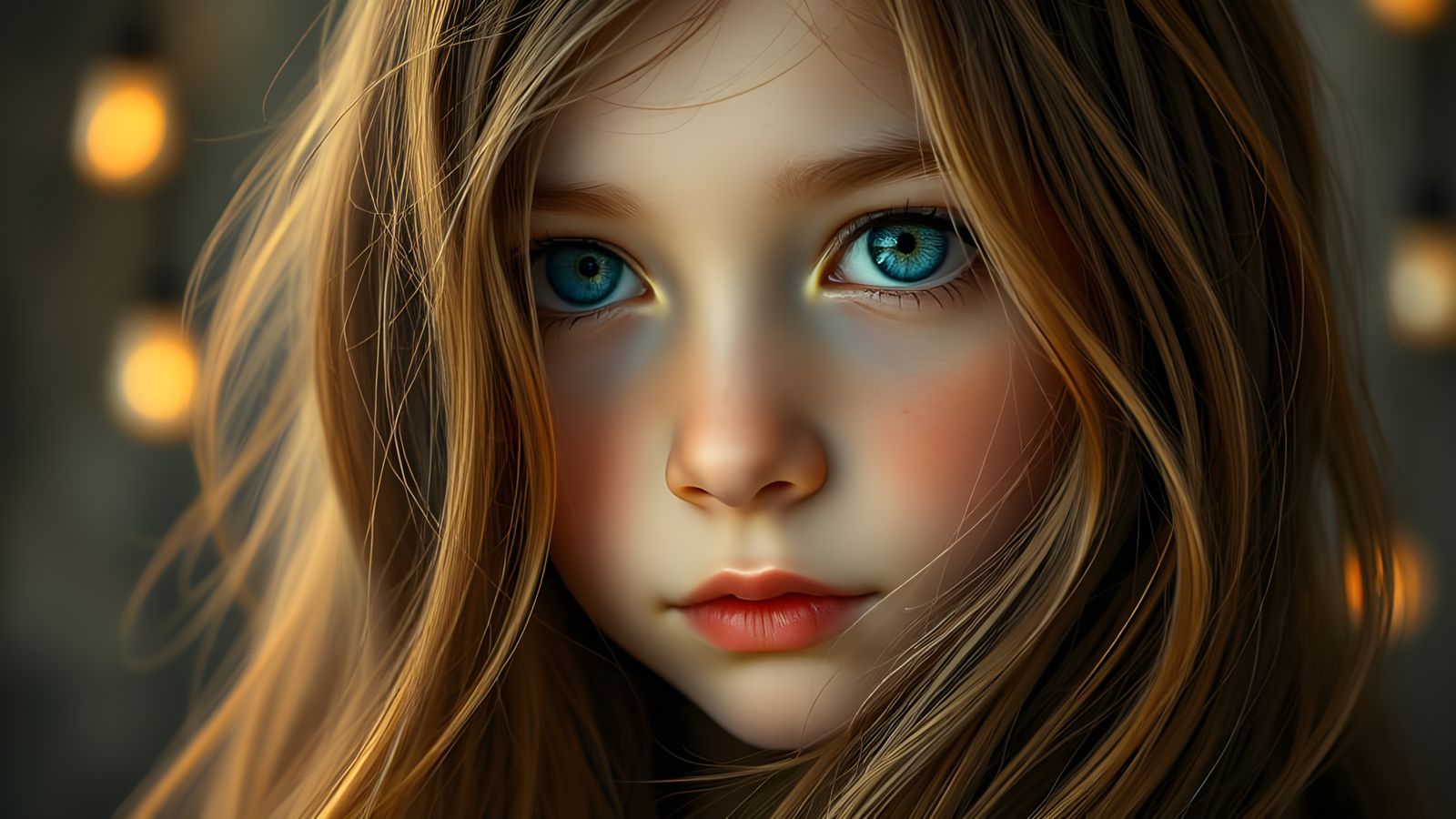 Mysterious Young Girl with Sapphire Eyes and Ancient Wisdom