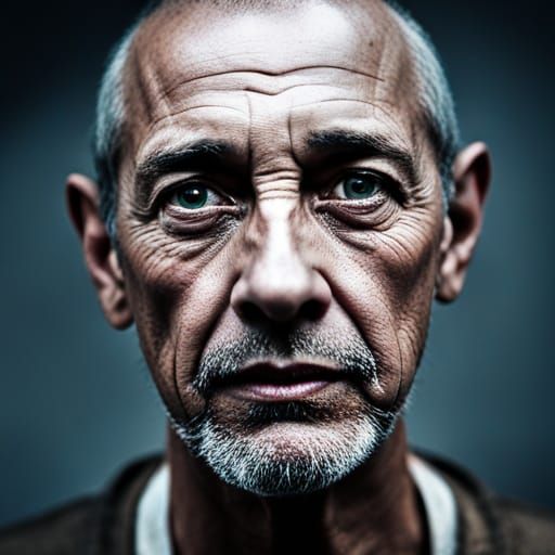 Monochrome Portrait Close-up in Photographic Style