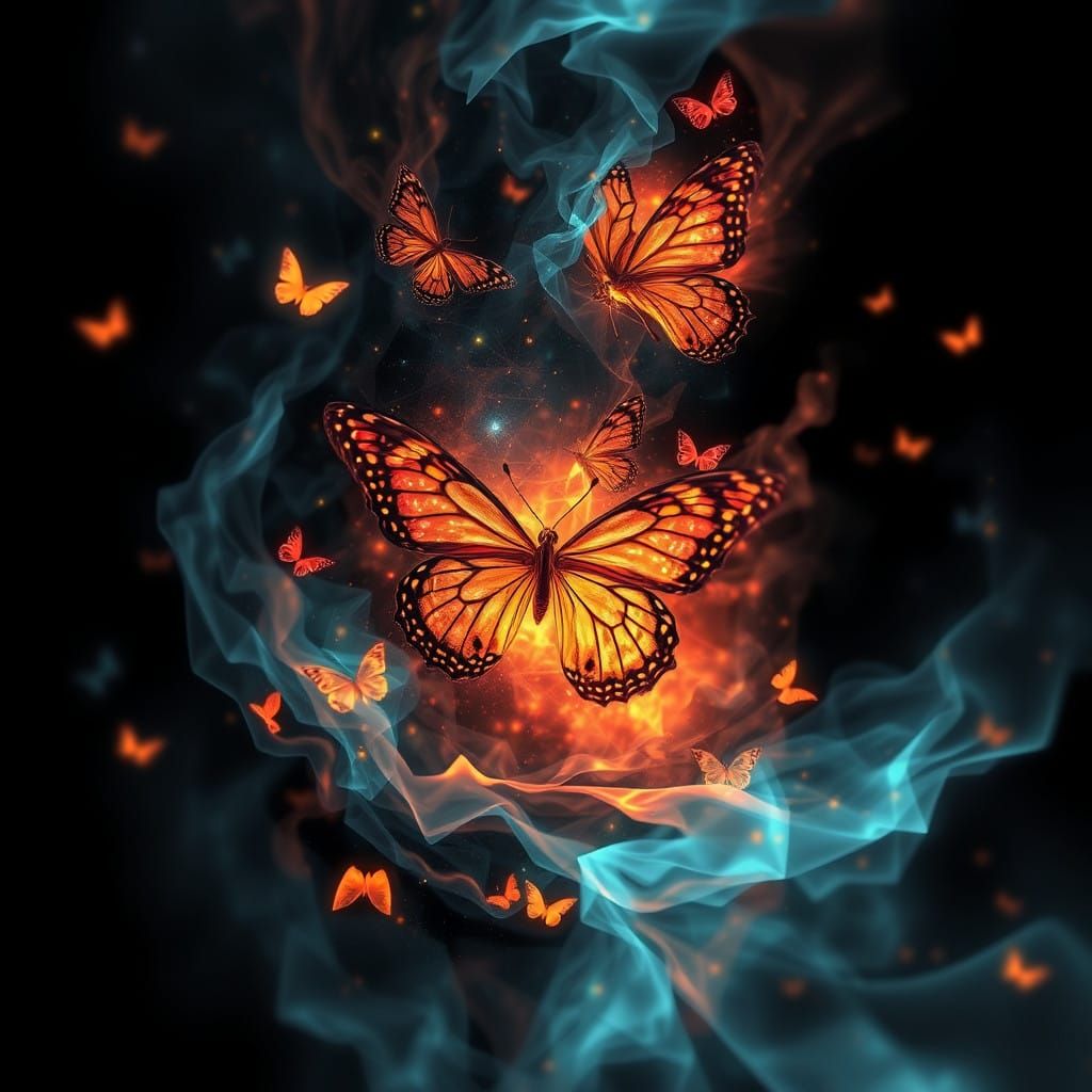 Whirling Butterflies in Vibrant Flame