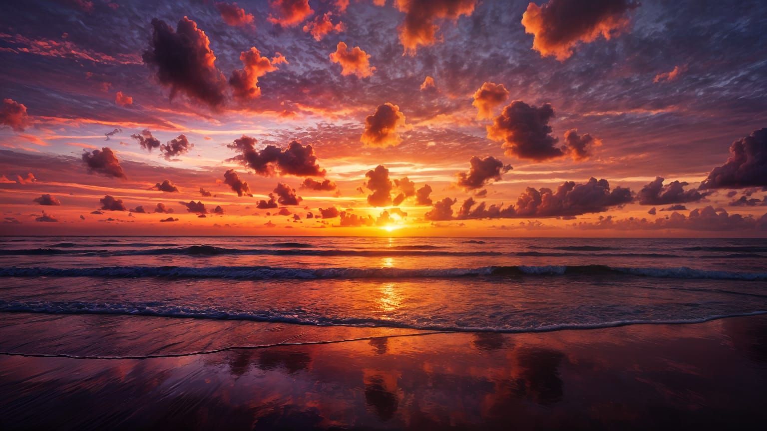 Dramatic Sunset Over the Ocean in Hyperrealistic Style