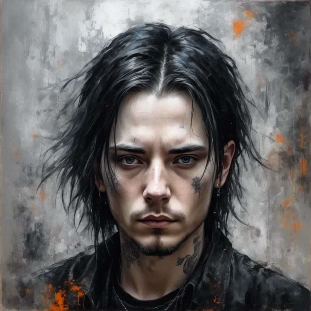 Gothic Man Portrait with Glowing Eyes