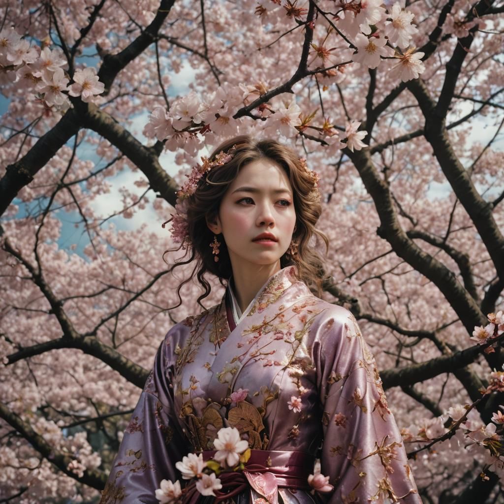 Romantic Cherry Blossoms in Hyperdetailed Digital Painting