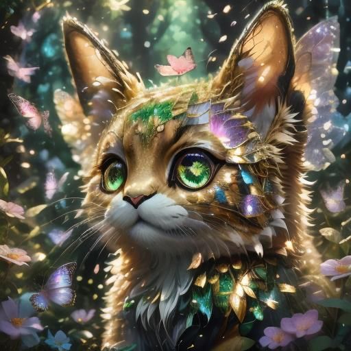 Magical Girl Surrounded by Puppies in Watercolor Style