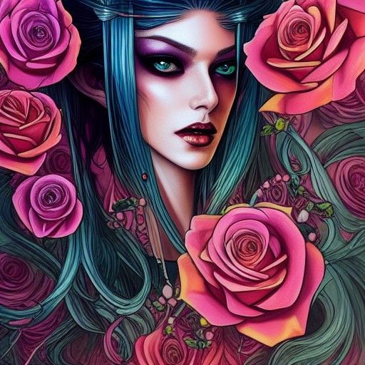 Decadent Androgynous Goddess Portrait in Neon Colors