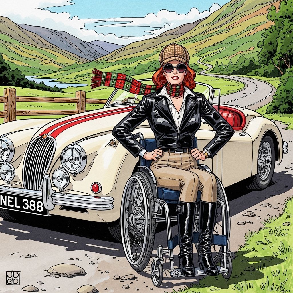 Tartan Elegance: Scottish Highlands Scene in Comic Art Style
