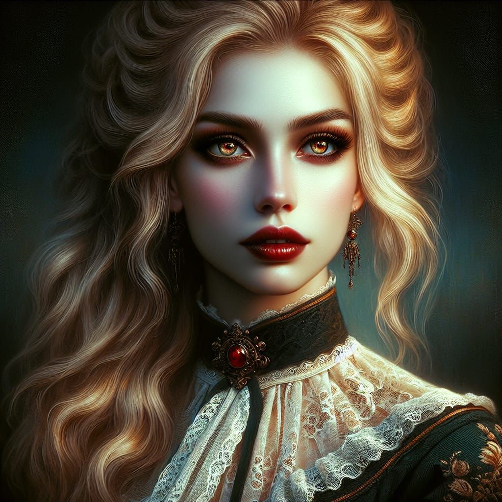 Gothic Vampire Portrait in Oil