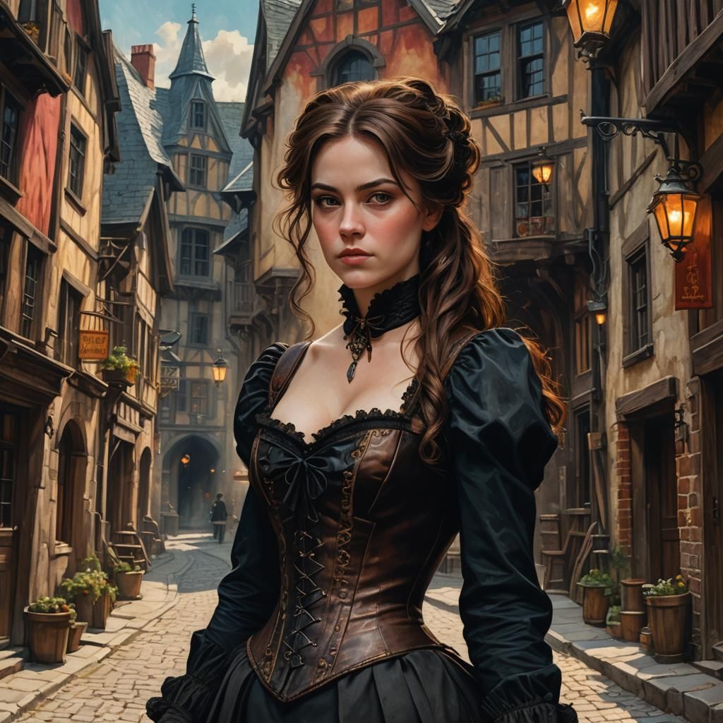 Victorian Woman in Dark Academia Style