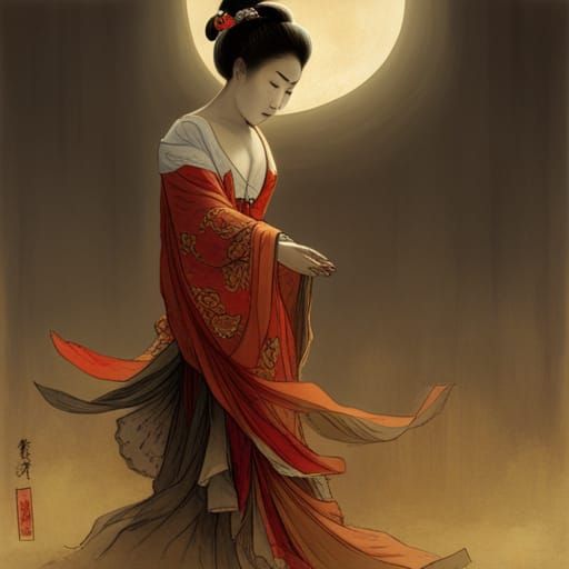 Geisha Dance of Horror in Doré Style