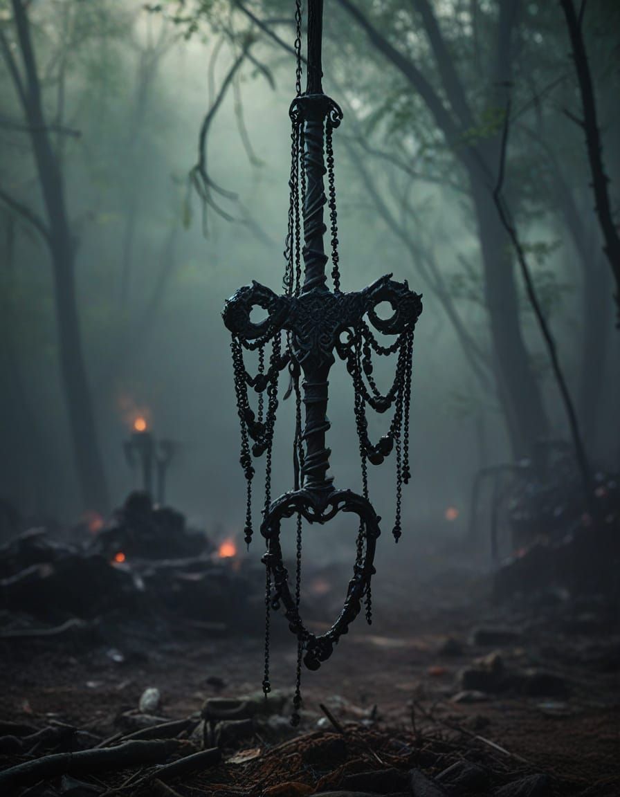 Surreal Sacrifice in a Haunting Cinematic Atmosphere