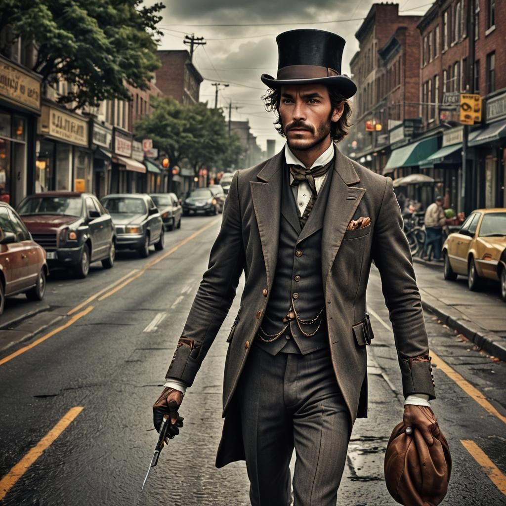 Hyperrealistic Dandy Highwayman in Cinematic Composition
