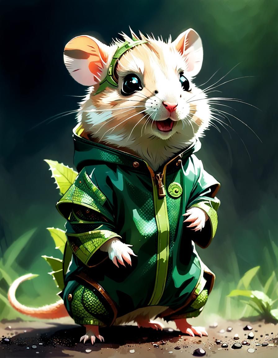 Hamster in Lizard Costume: Digital Art