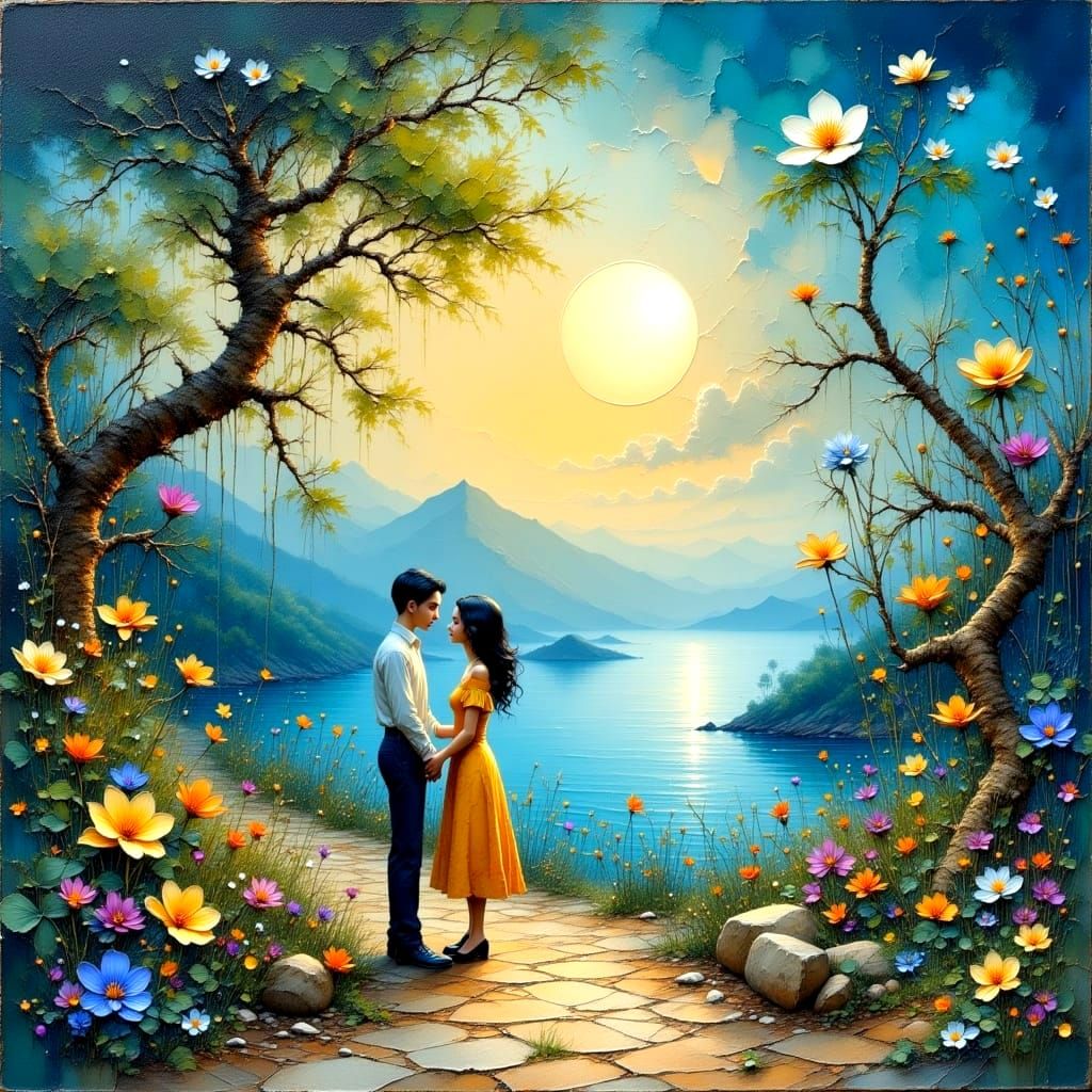 Romantic Moonlit Serenade in Pastel Hues