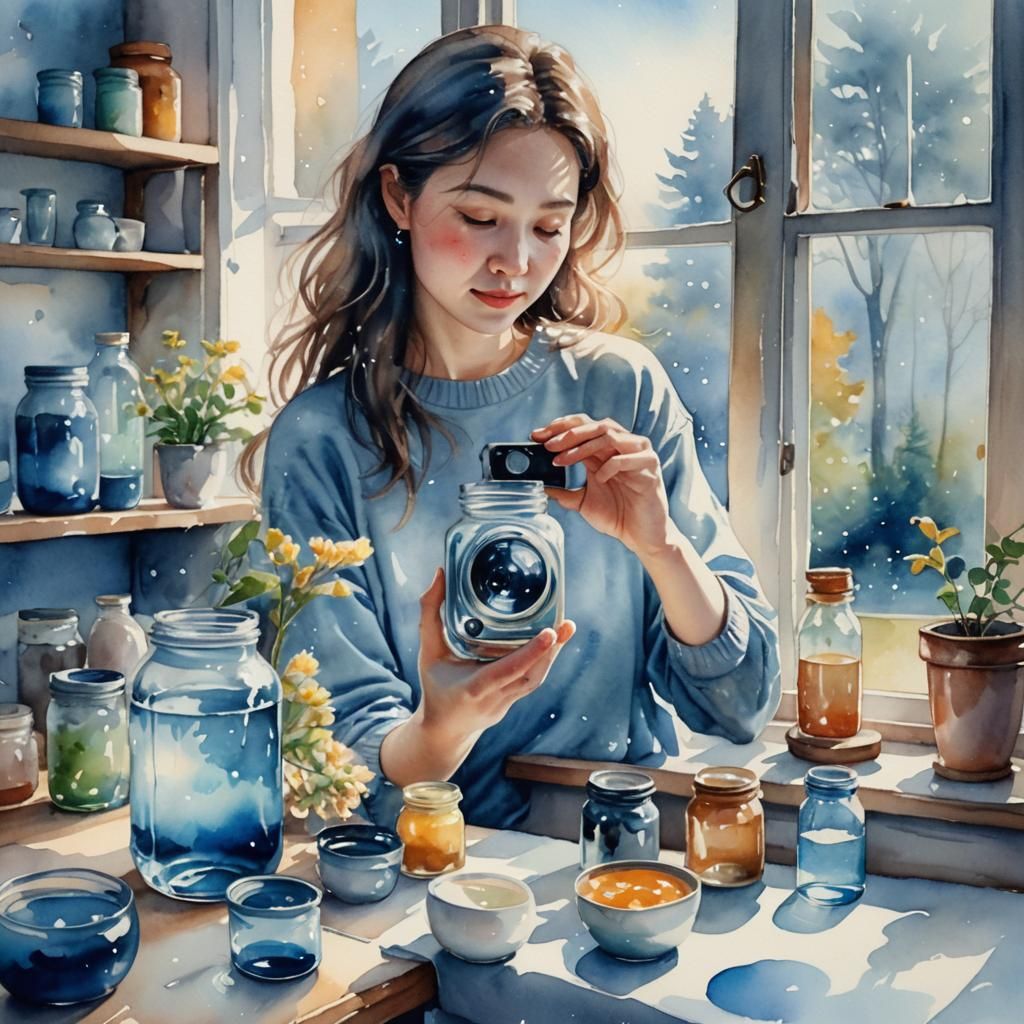 Watercolor Woman Captures Yin-Yang in Morning Light