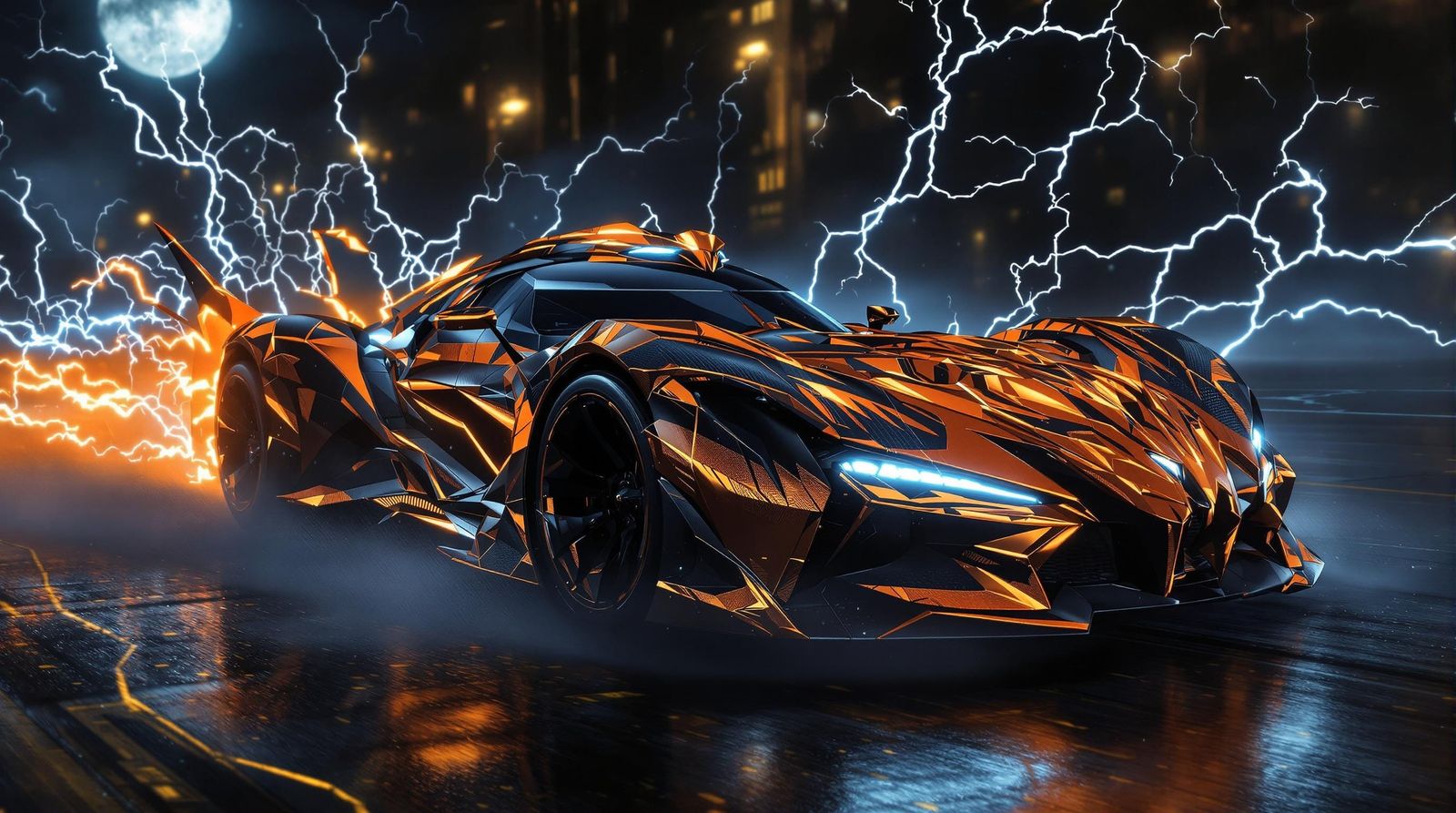 Hyper-Realistic Cyberpunk Car Speeds Through Gotham City
