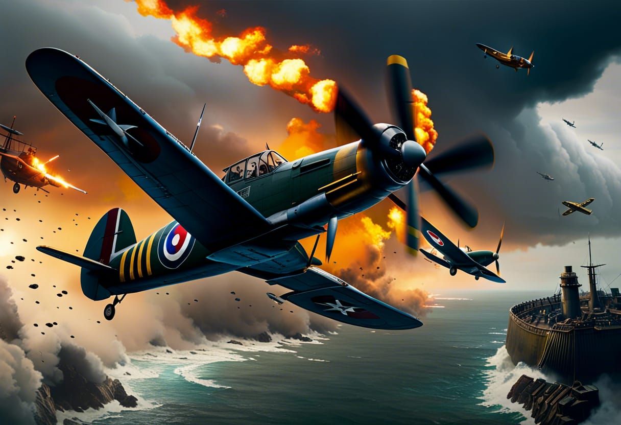 An epic dogfight over the English channel in WW2