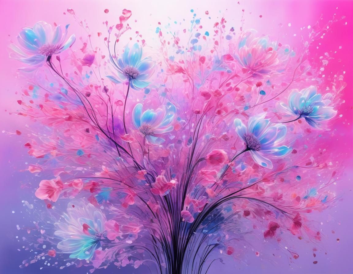 Ethereal Abstract Floral in Luminous Surreal Style