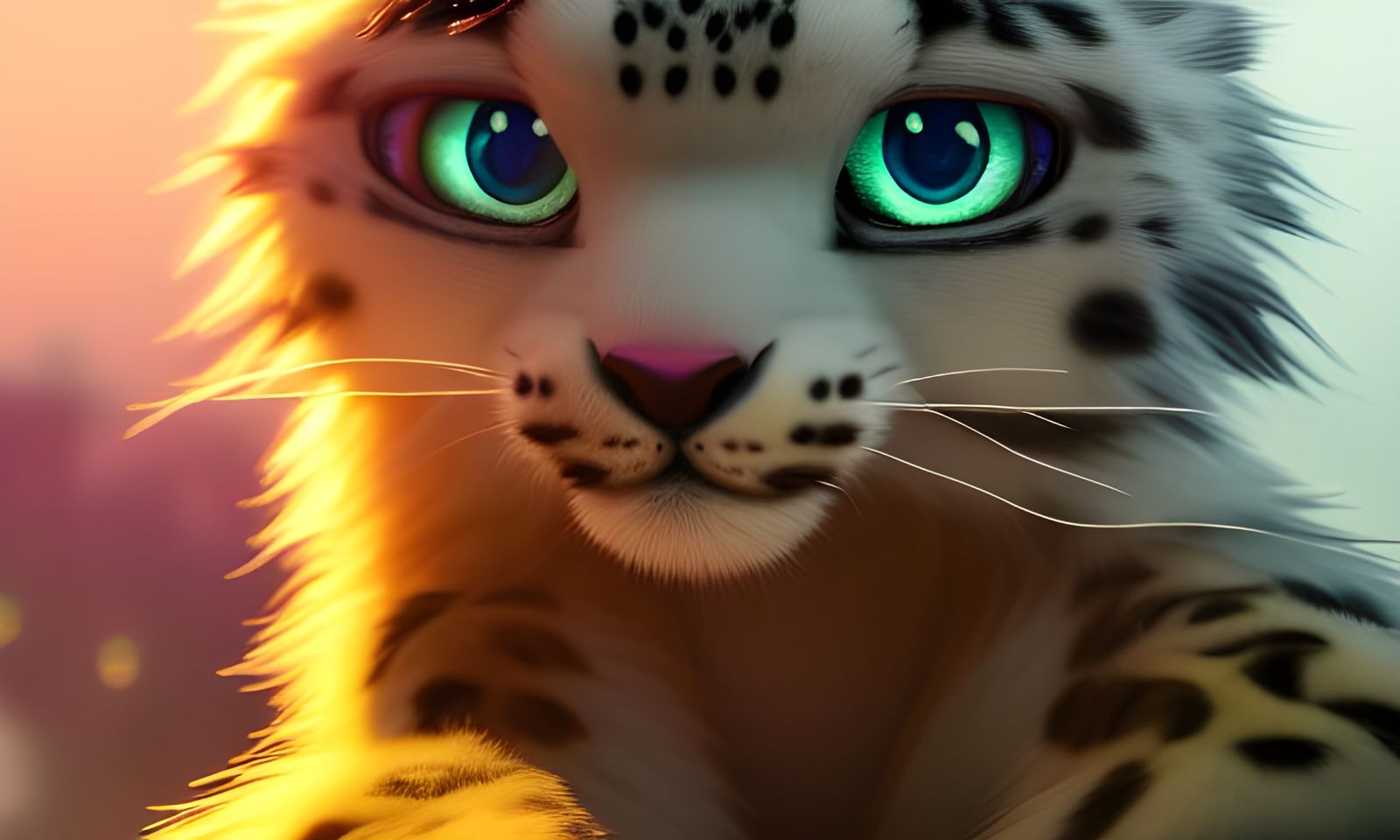 Adorable Snow Leopard with Iridescent Fur