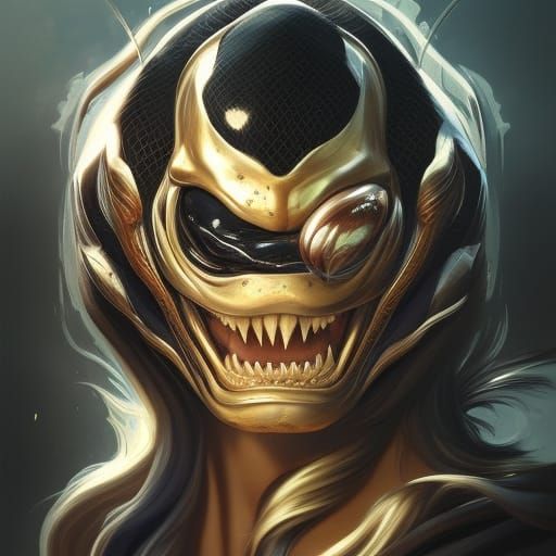 Detailed King Cobra Portrait in Art Nouveau Style