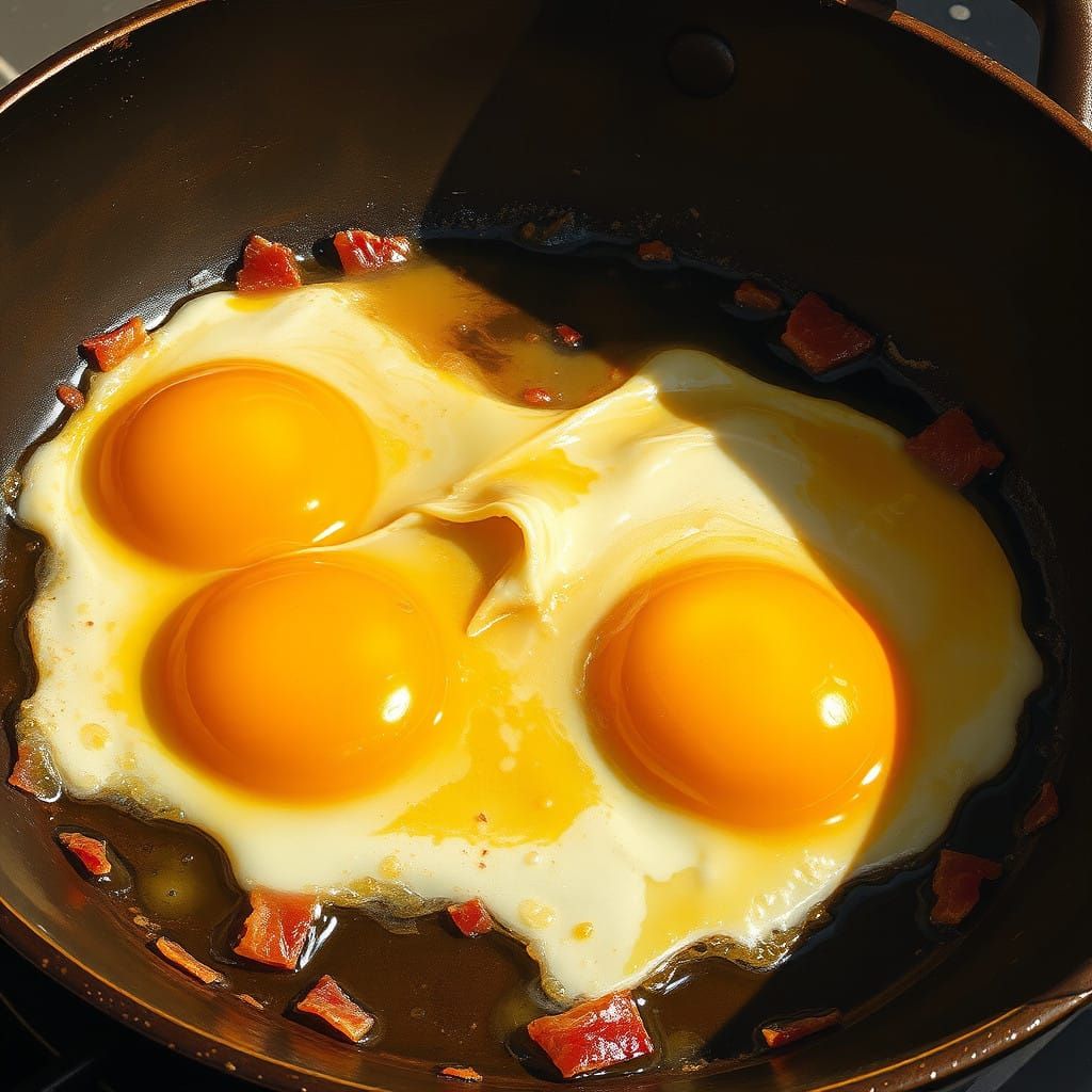 Comforting Bacon and Egg Scene in Warm Golden Light
