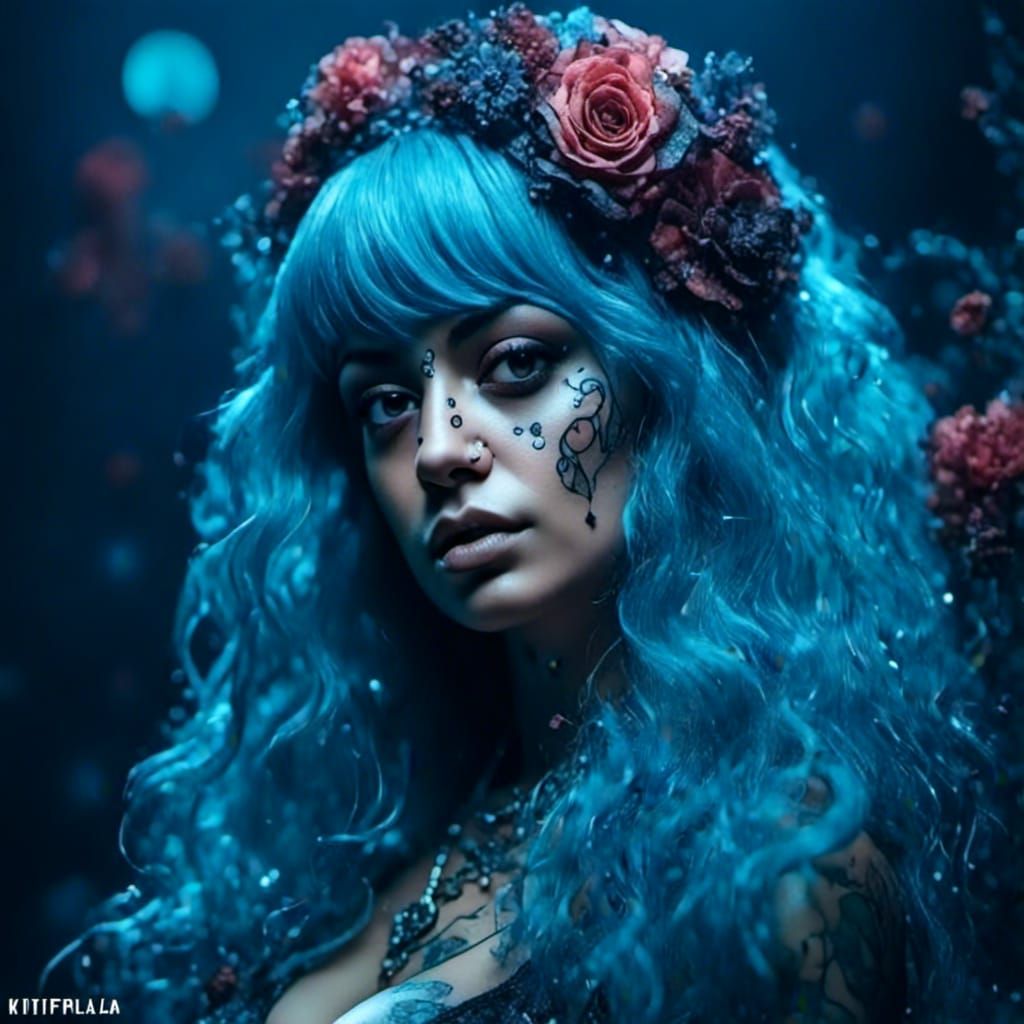 Abstract Portrait in 3D with Curves and Swirls