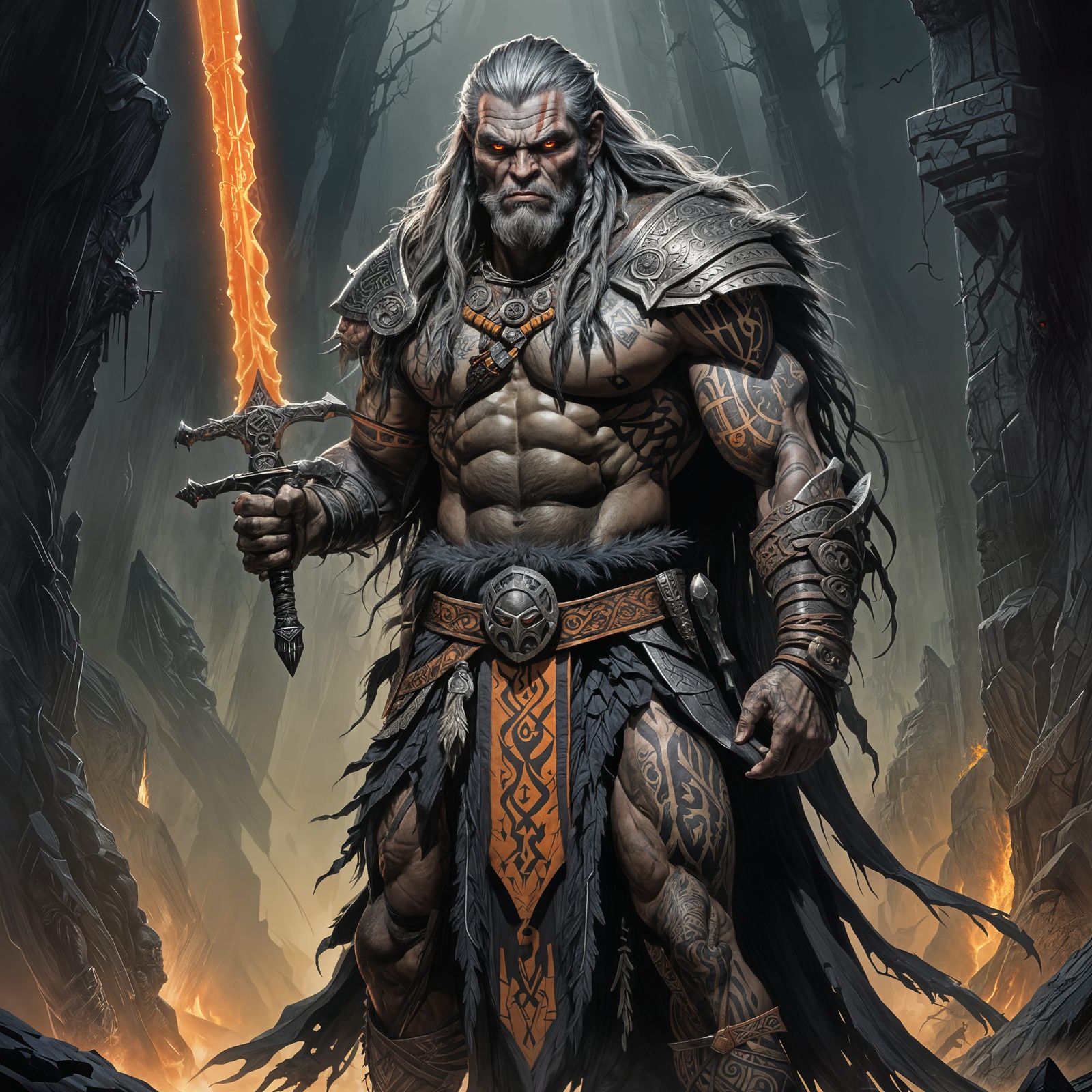 Intimidating Goliath with Great Sword, Sinister Art