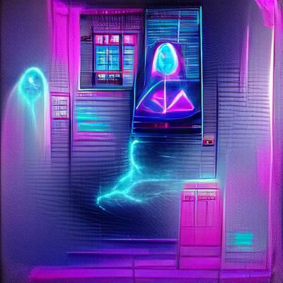 Ghostly Portal in Synthwave Neon Style