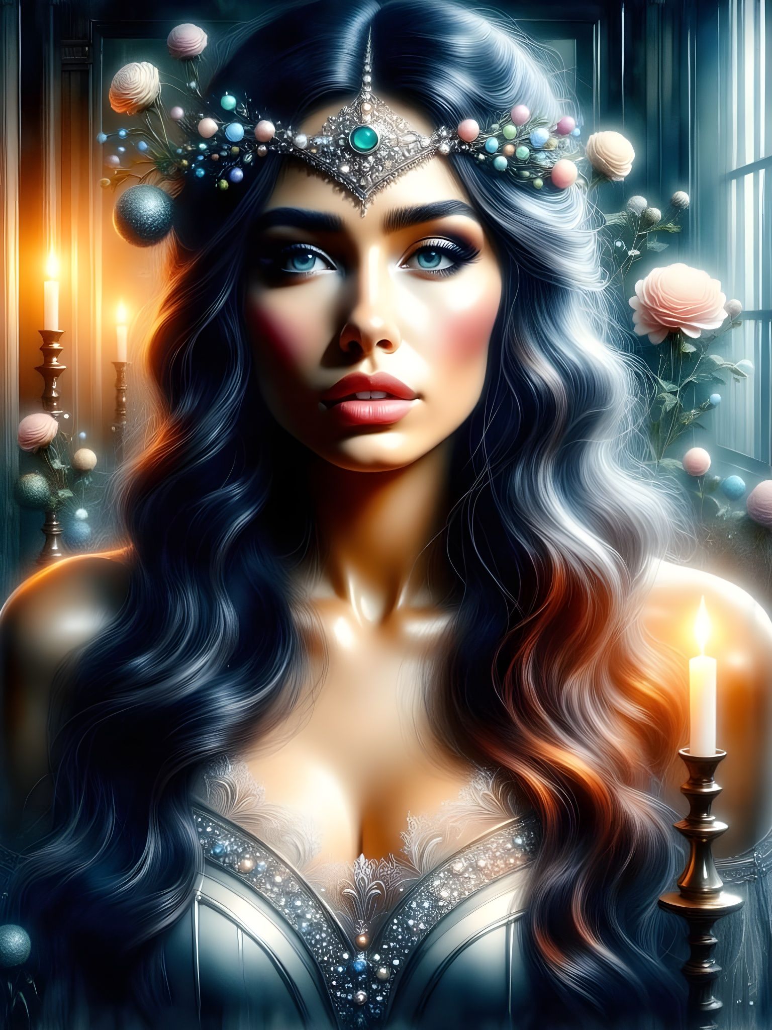 Norse Goddess Portrait in Impasto Oil Style