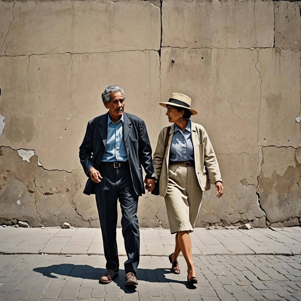 Woman Walking with a Handsome Boy