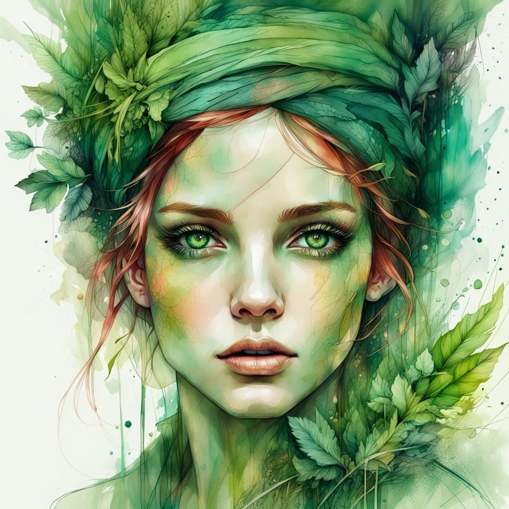 Vibrant Green Eyes Digital Masterpiece