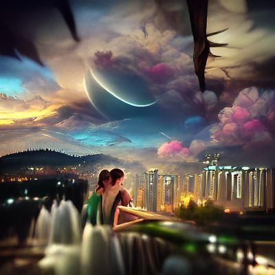 Dreamy Girl in Animated Matte Painting Style