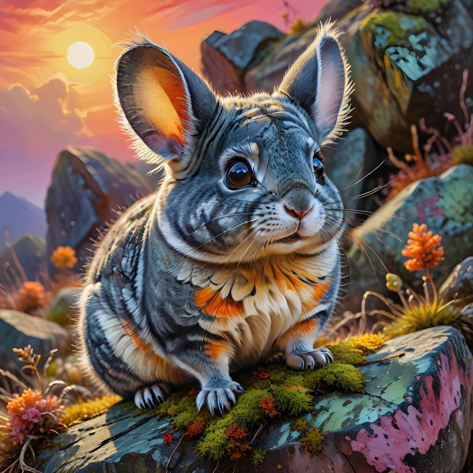 Chinchilla Overlooking Valley as Fauvist Oil Painting