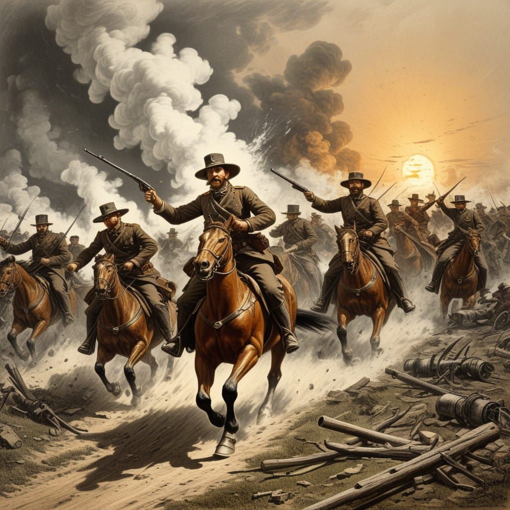 Gritty American Civil War Cavalry Charge in Earth-Toned Real...