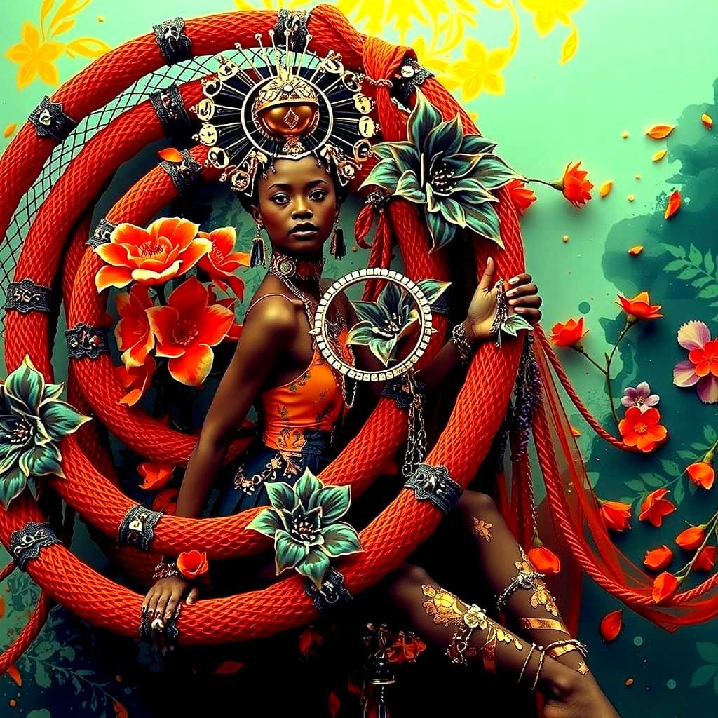 Psychedelic Garden Dreams: Bold Colors and Cosmic Mystery