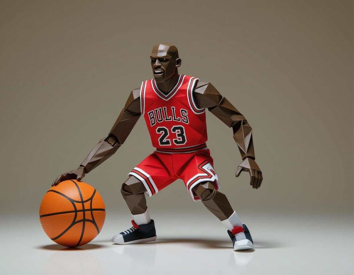 Michael Jordan Origami 3D Model in 8K