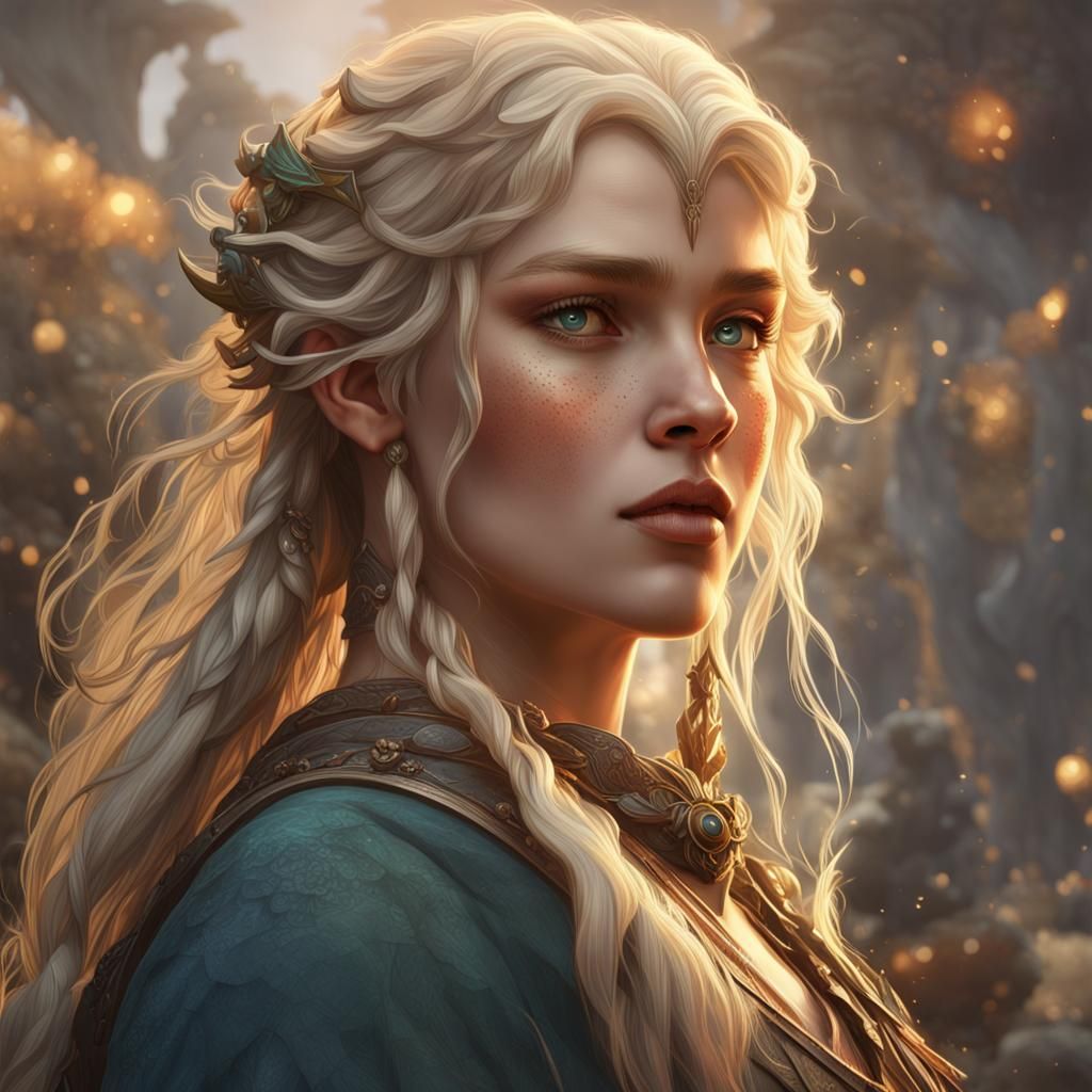 Hobbit Woman Portrait in Hyperdetailed Digital Art