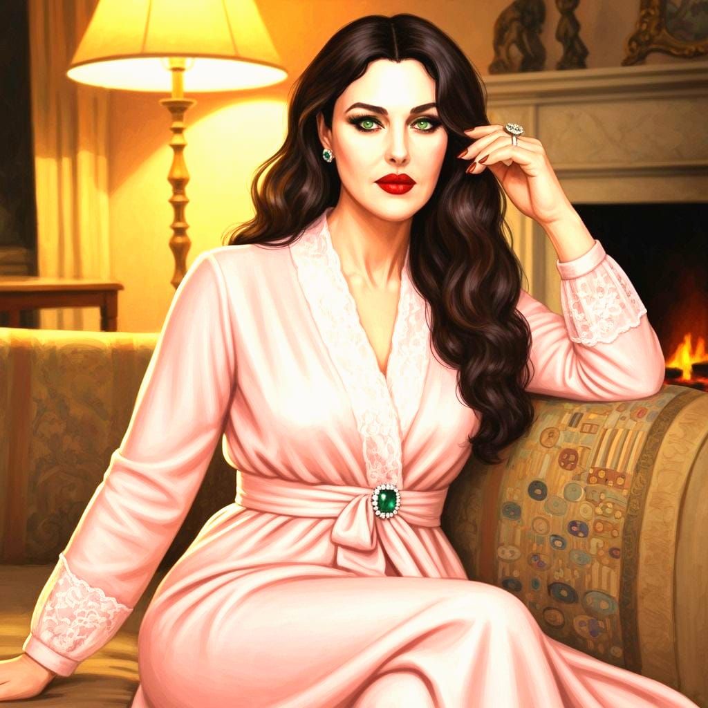 Monica Bellucci Portrait with Klimt Patterns