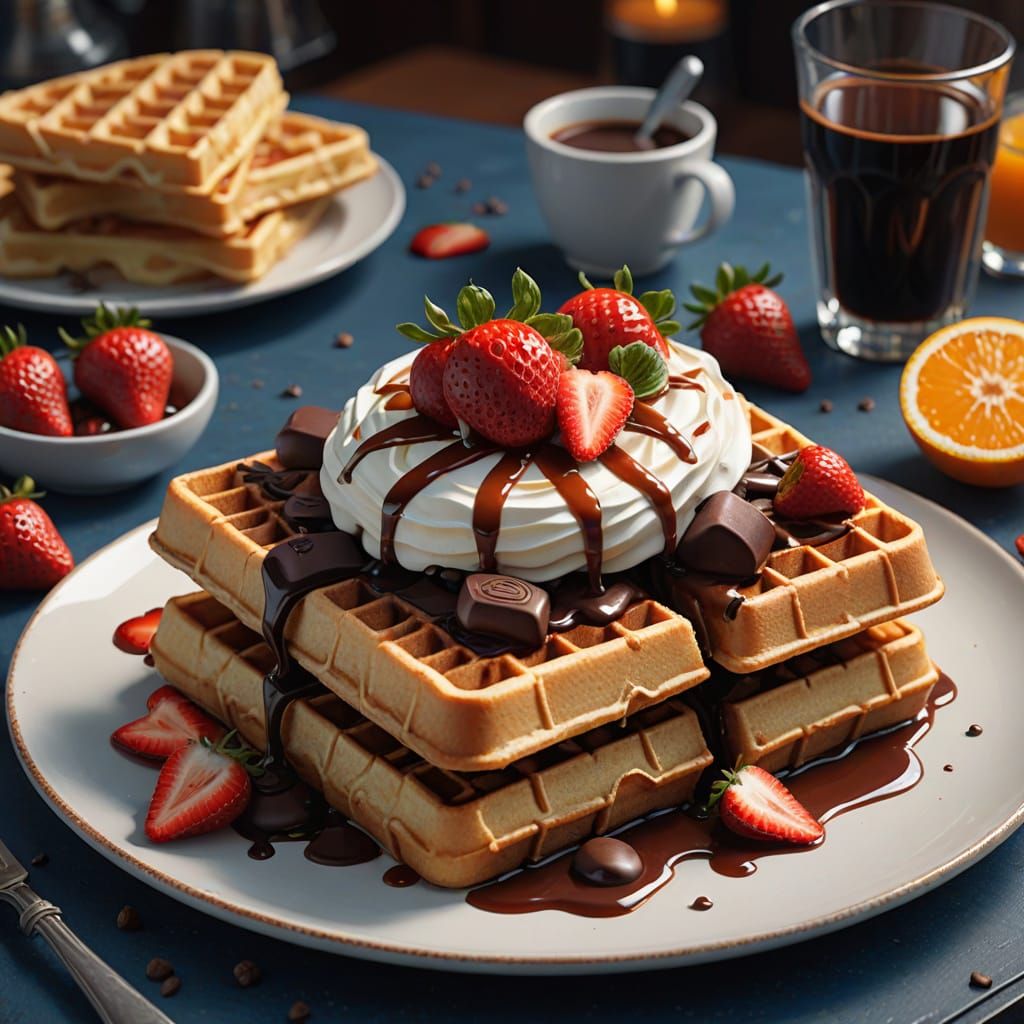 Surreal Feast in Fantasy World with Golden Lighting and Deli...