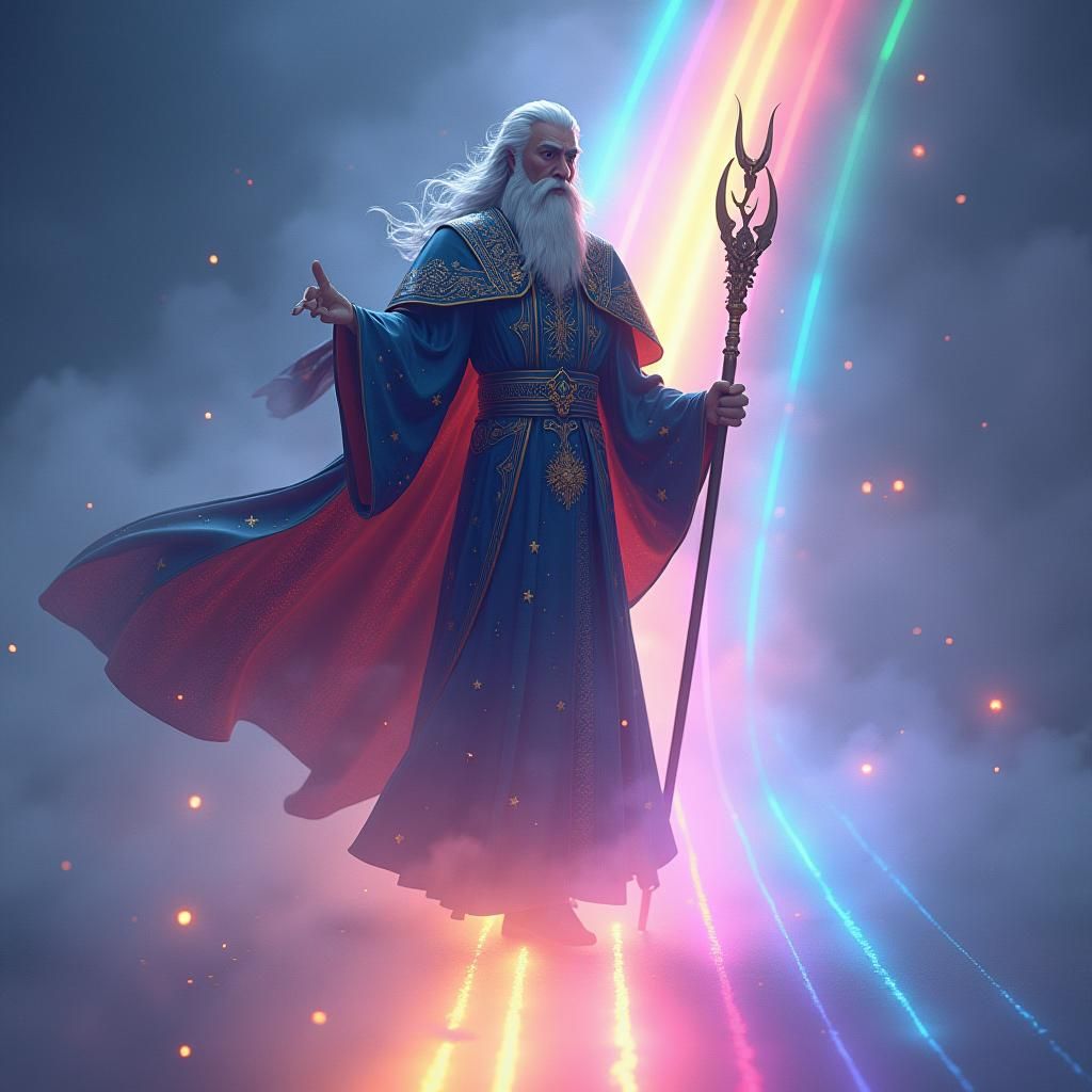 Merlin on Rainbow: Anime Style Concept Art