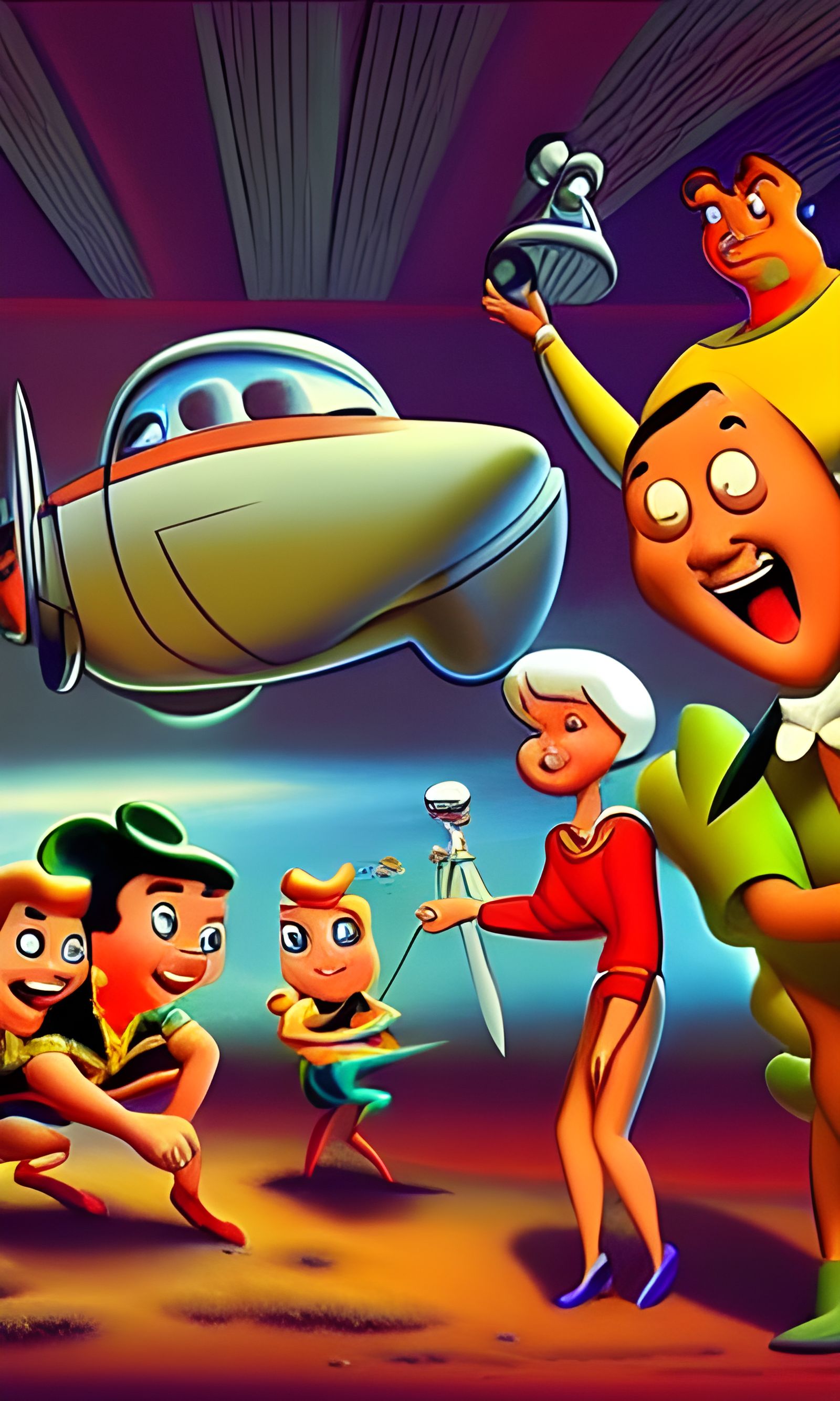 The Jetsons Meet the Flintstones: A Digital Painting