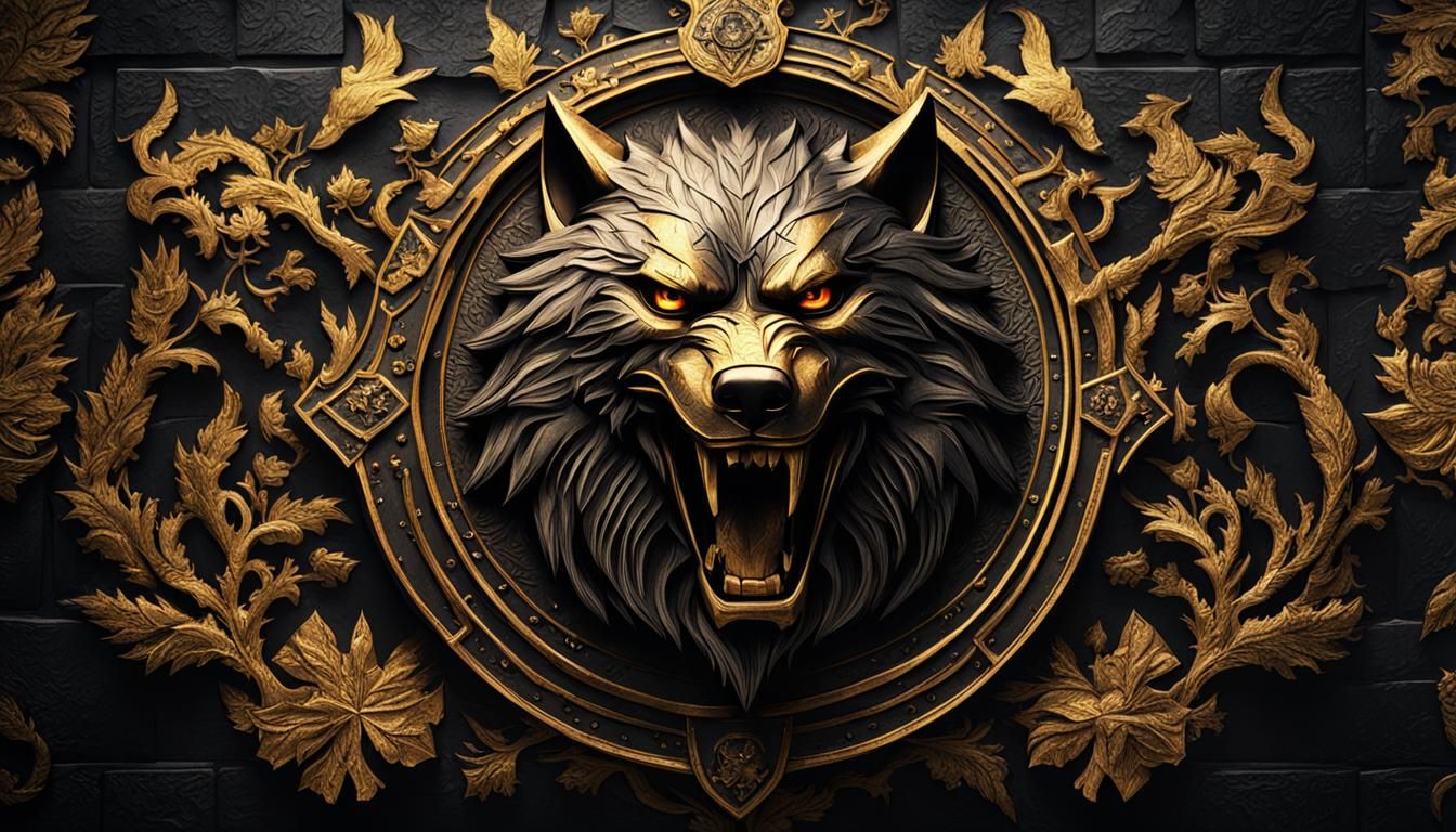 The Witcher Wolf Coat of Arms in Black and Gold