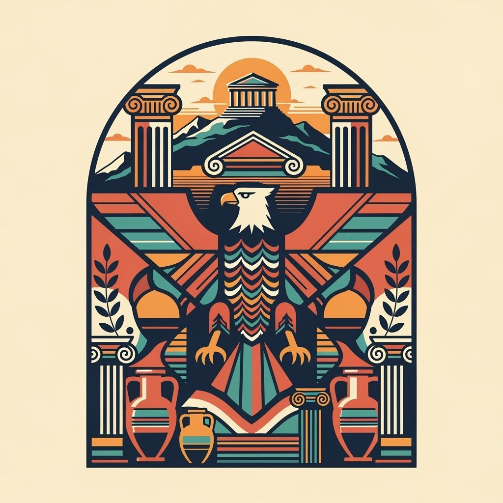 Stylized Eagle Poster in Mid-Century Geometric Style