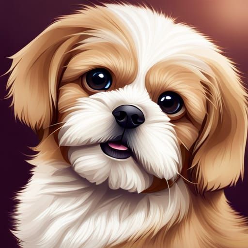 Charming Blue-Eyed Shihtzu in Graffiti Art Style