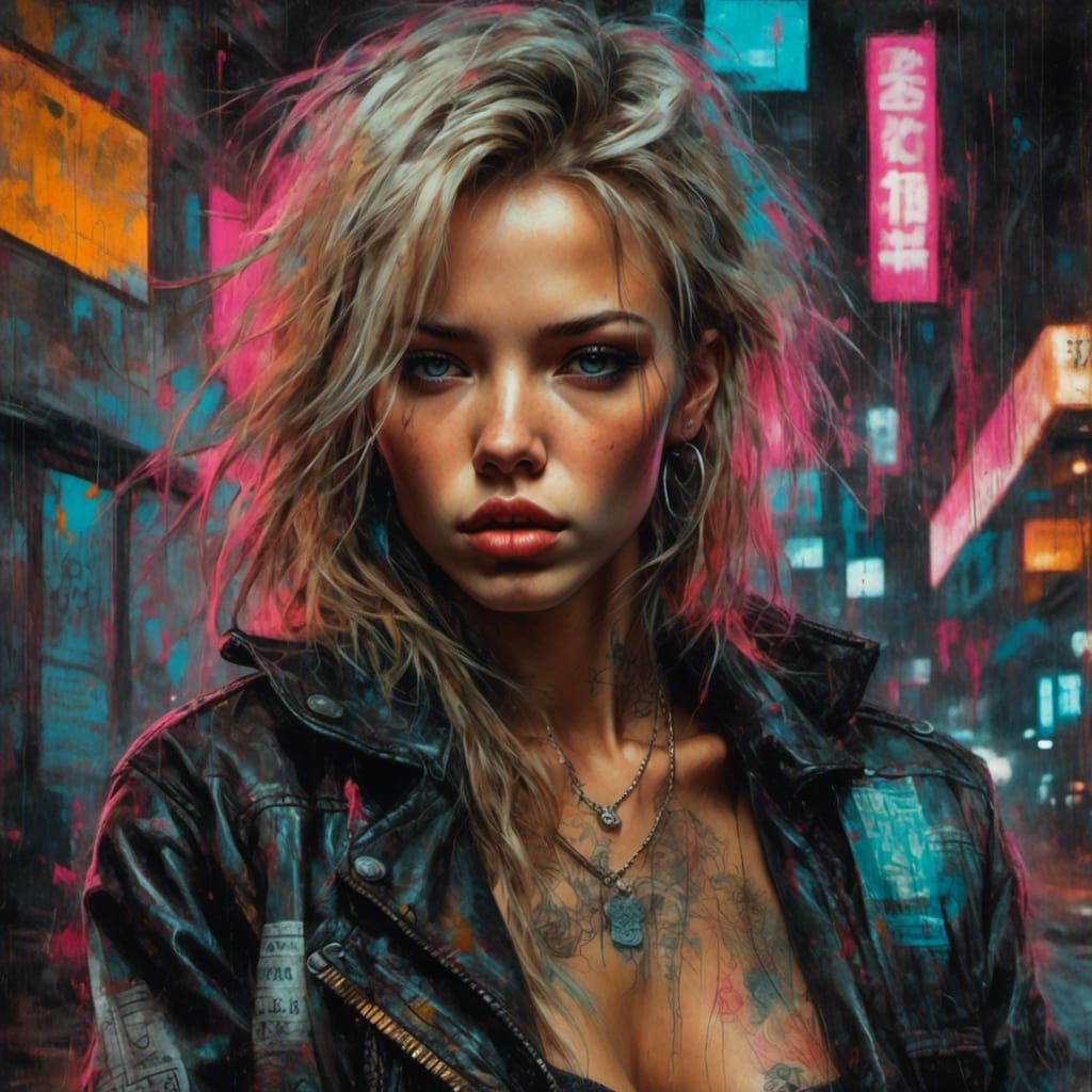 Mesmerizing Dancer in Grunge Style with Neon Lights