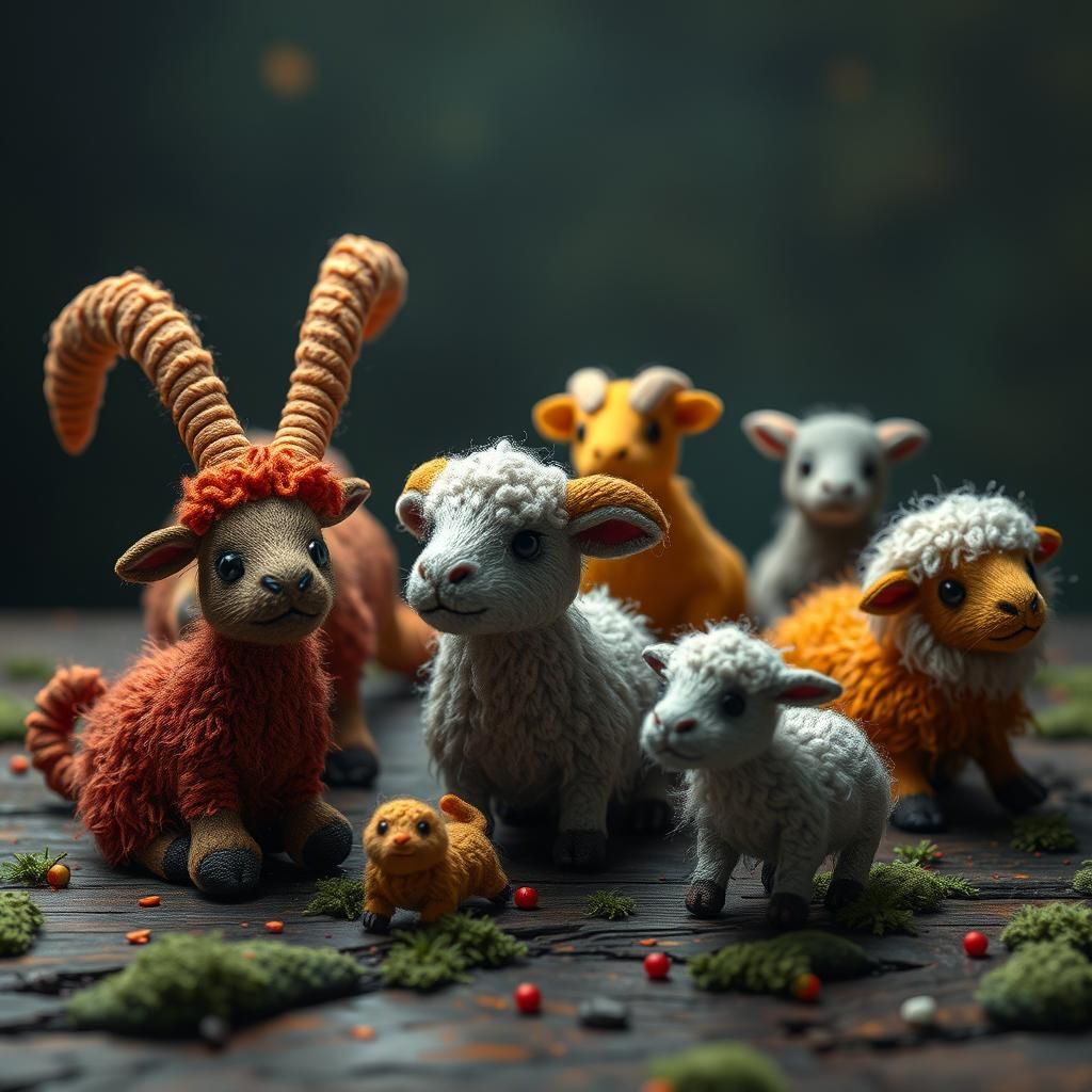 Felted Wool Animals: Detailed Matte Painting