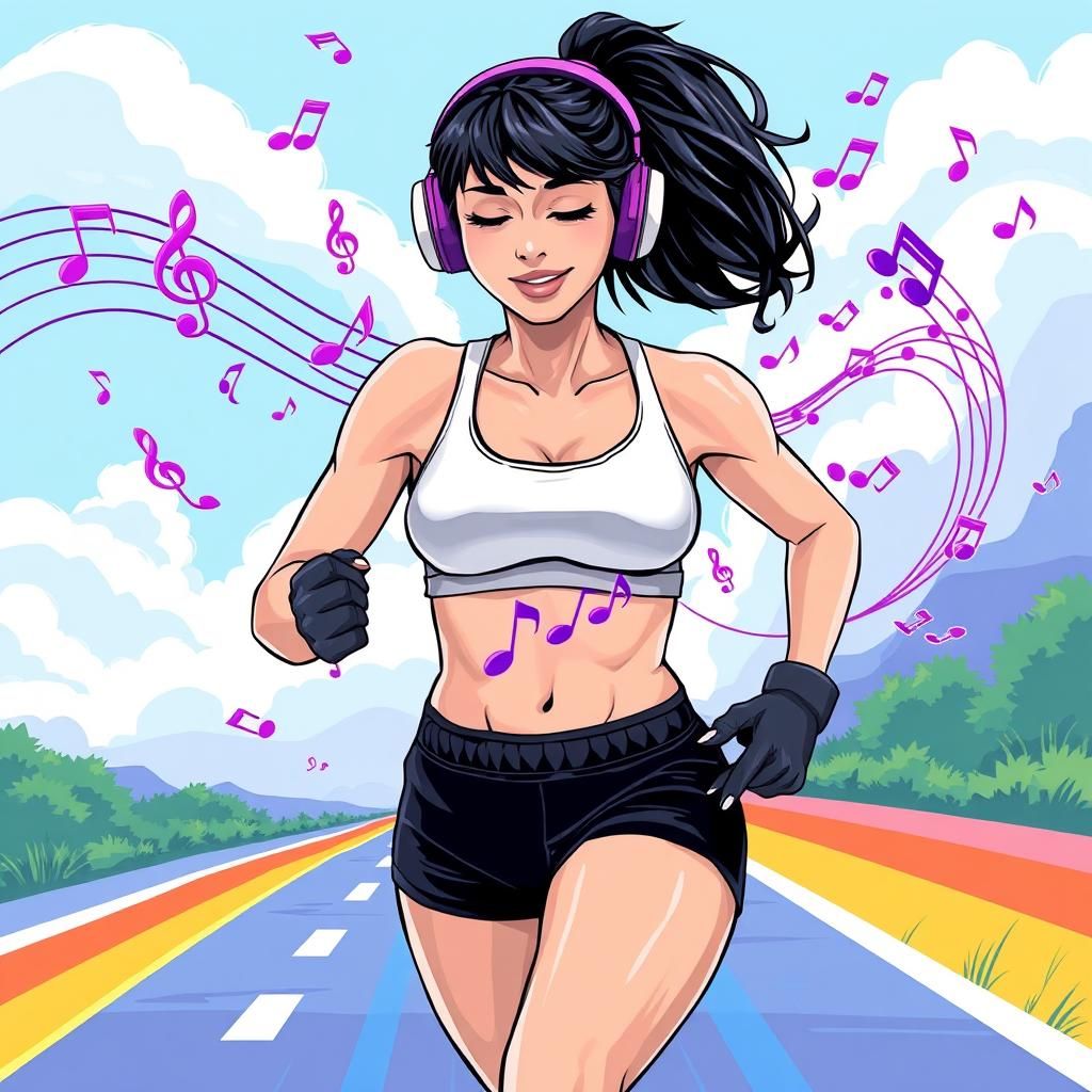 Woman on Rainbow Road in Digital Vector Art