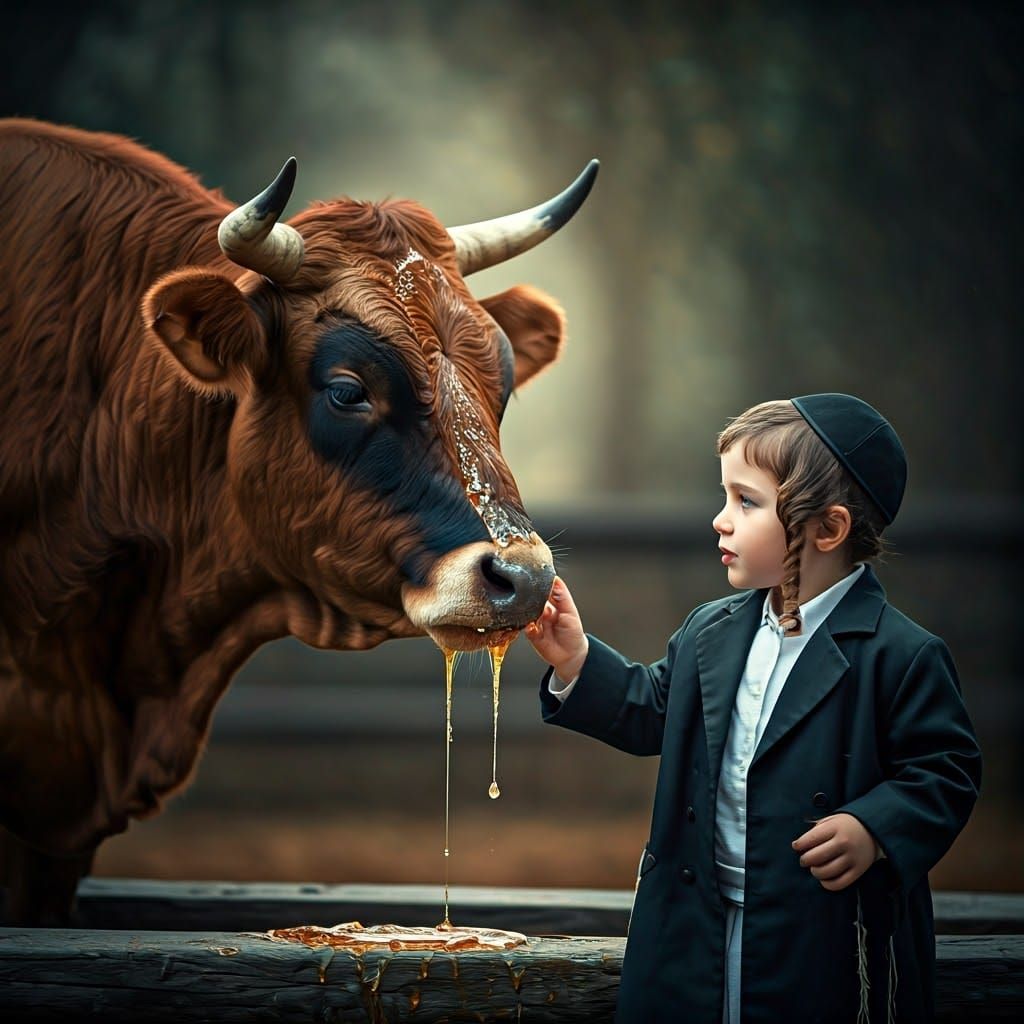 Golden Encounter: Jewish Boy and Honeyed Bull