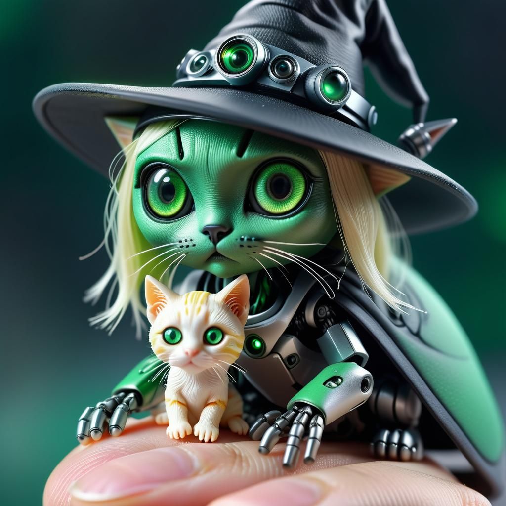 Futuristic Robotic Witch Macro Shot in Hyperrealism