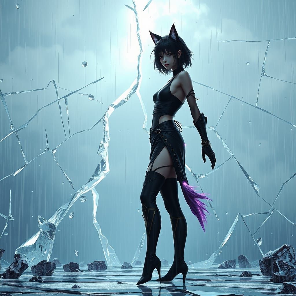 Mystical Being in Shattered Glass Realm, Dynamic Pose, Epic ...