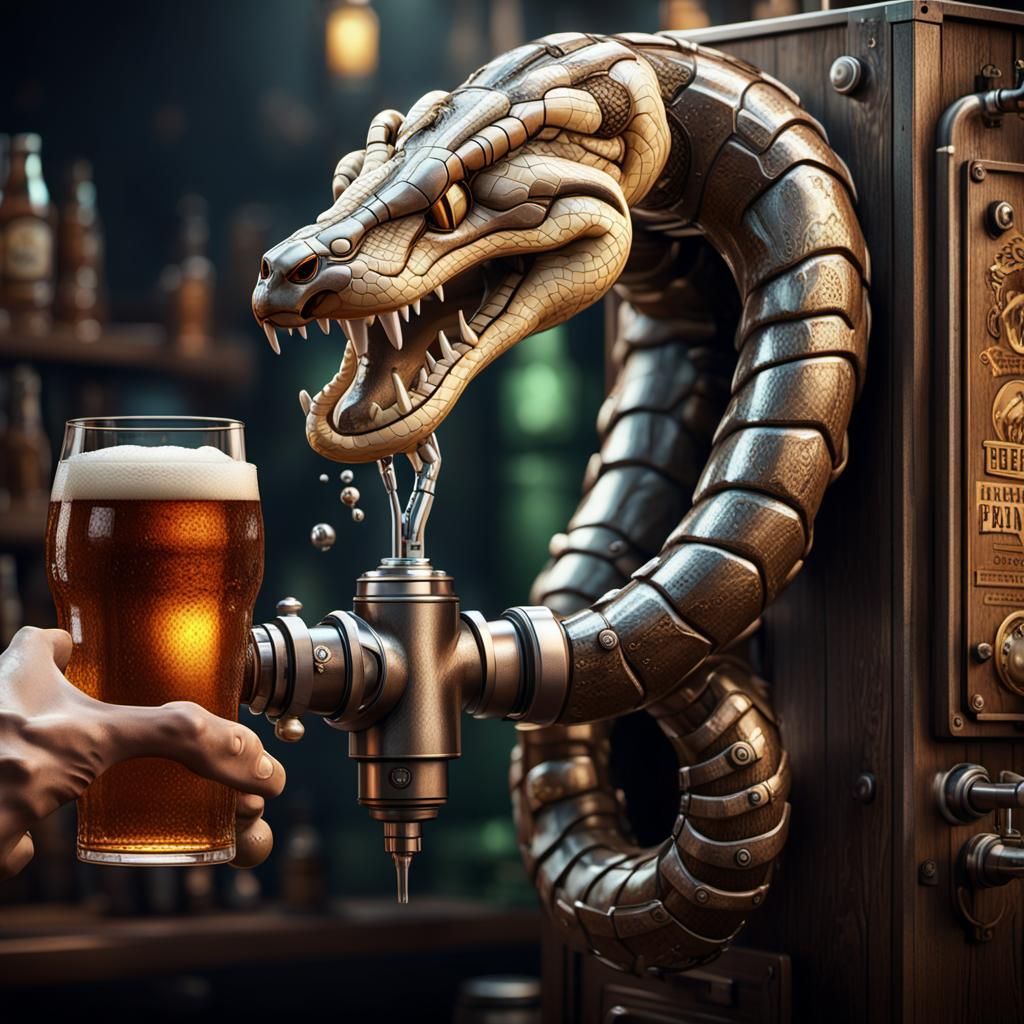 Mechanical Snake Beer Tap in 3D Style