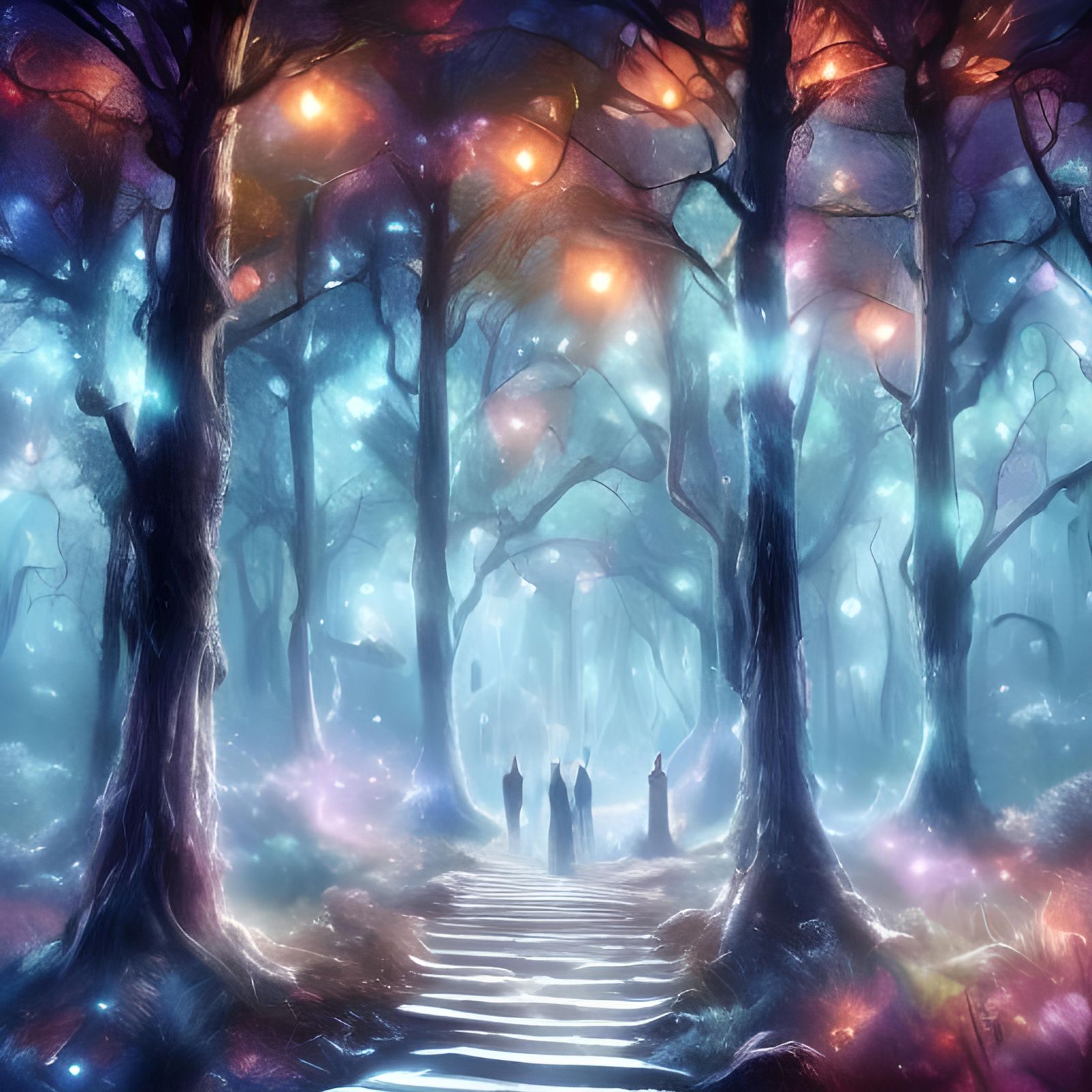 Red Eyed Witch on Forest Path, 3D Render